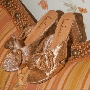 Lulu's Shimmering Gold Bow Mules